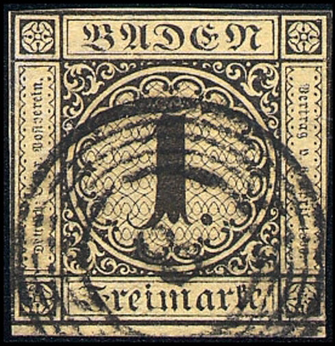 Baden 1851 Mi.-Nr. 1 a - gestempelt
