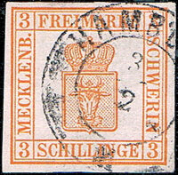 Mecklenburg-Schwerin 1856 Mi.-Nr. 2 b - gestempelt