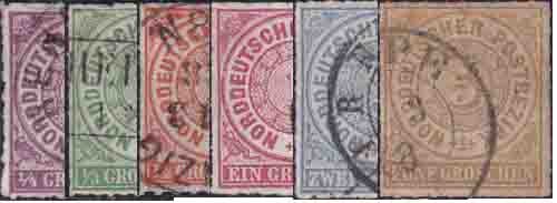 Norddeutscher Bund 1868 Mi.-Nr. 1-6 - gestempelt