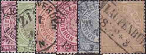Norddeutscher Bund 1869 Mi.-Nr. 13-18 - gestempelt