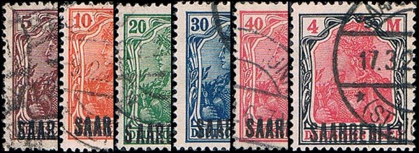 Saargebiet 1920 Mi.-Nr. 44-49 - gestempelt