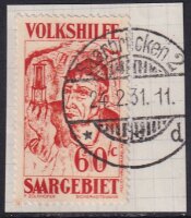 Saargebiet 1931 Mi.-Nr. 145 auf Unterlage Luxus...