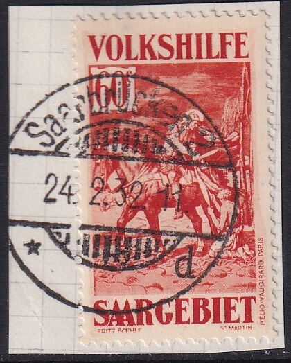 Saargebiet 1931 Mi.-Nr.152 auf Unterlage Luxus geprüft Schmidt-Ney VP-gestempelt