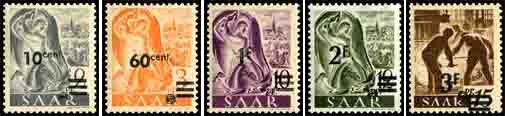 Saarland 1947 Mi.-Nr. 226-238 II - postfrisch