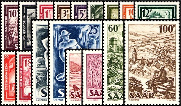 Saarland 1949 Mi.-Nr. 272-288 - postfrisch