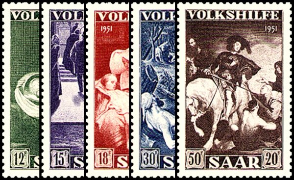 Saarland 1951 Mi.-Nr. 309-313 - postfrisch