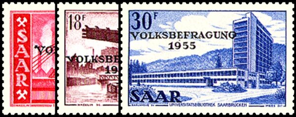 Saarland 1955 Mi.-Nr. 362-364 - postfrisch