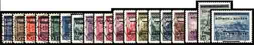Böhmen u. Mähren 1939 Mi.-Nr. 1-19 - gestempelt