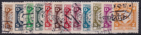 B+M-Dienst 1941-1943 Mi.-Nr. 1-12 - gestempelt