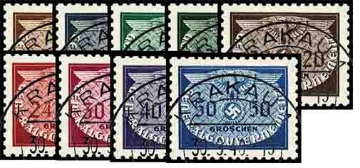 GG-Dienst 1940 Mi.-Nr. 16-24 - gestempelt