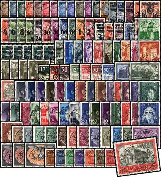 Generalgouvernement 1939-1945 Mi.-Nr. 1-125, 1-36, 1-4 - gestempelt