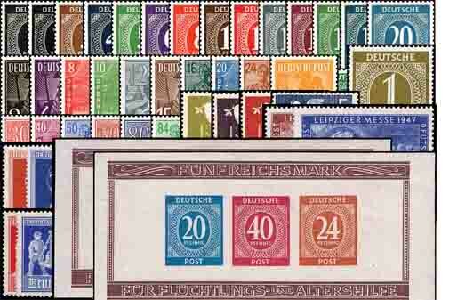 Gem. Ausgaben 1946-1948 Mi.-Nr. 911-70+Bl.12A+B - postfrisch