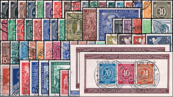 Gem. Ausgaben 1946-1948 Mi.-Nr. 911-70 + Block 12A+B - gestempelt
