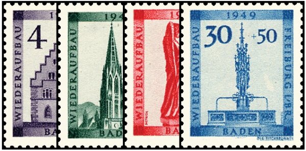 Baden 1949 Mi.-Nr. 38-41 A - postfrisch