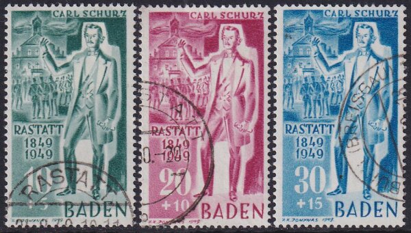 Baden 1945 Mi.-Nr. 50-52 - gestempelt geprüft