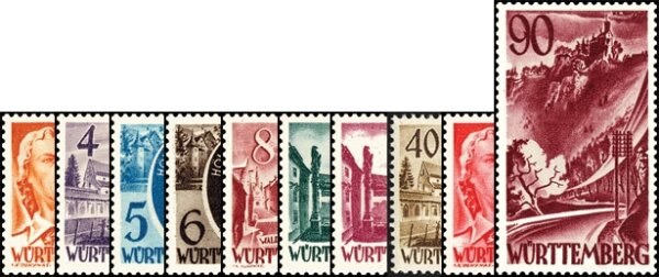 Württemberg 1948 Mi.-Nr. 28-37 - postfrisch