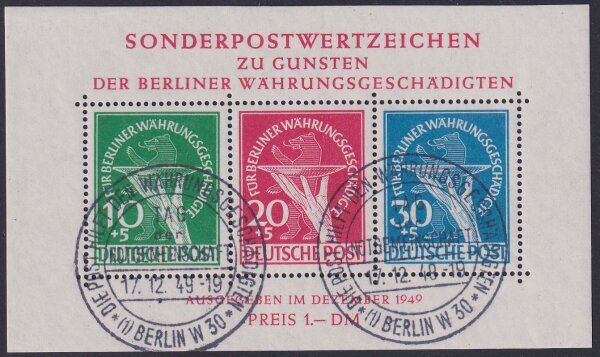 Berlin 1949 Block 1 ESST - gestempelt Attest BPP