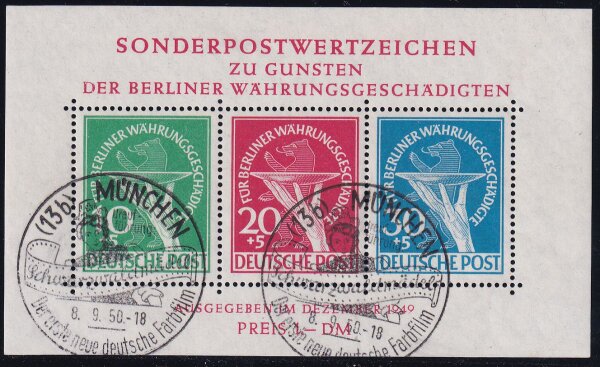 Berlin 1949 Block 1 FA - gestempelt Attest BPP