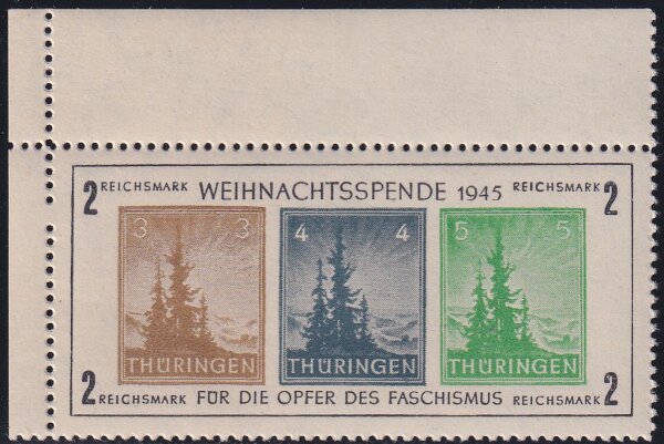 S B Z 1945 Block 1 linke obere Ecke - postfrisch