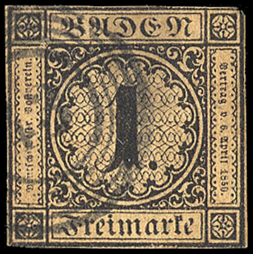 Baden 1851 Mi.-Nr. 1 b - gestempelt