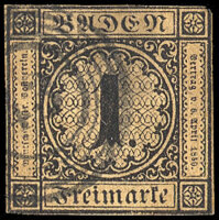 Baden 1851 Mi.-Nr. 1 b - gestempelt