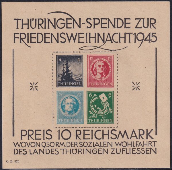 S B Z 1945 Block 2t FA - postfrisch