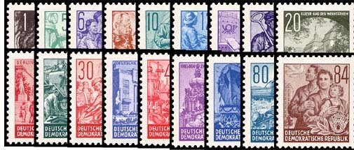 DDR 1953 Mi.-Nr. 362-379 - postfrisch