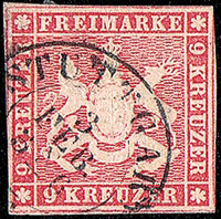 Württemberg 1857 Mi.-Nr. 9 - gestempelt