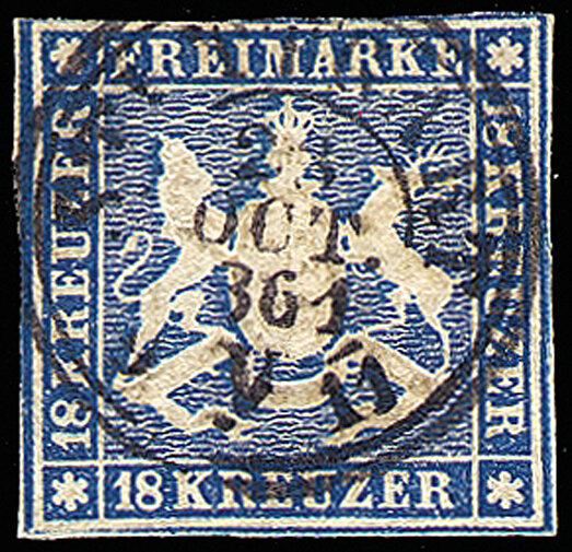 Württemberg 1857 Mi.-Nr.10 - gestempelt