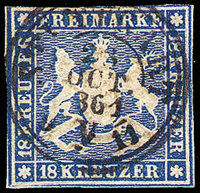 Württemberg 1857 Mi.-Nr.10 - gestempelt