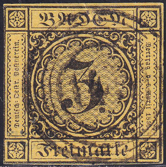 Baden 1851 Mi.-Nr. 2 a - gestempelt