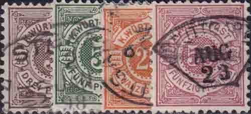 Württemberg 1890 Mi-Nr. 55-58 - gestempelt