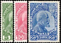 Liechtenstein 1912 Mi.-Nr. 1-3 x - ungestempelt