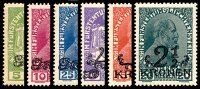 Liechtenstein 1920 Mi.-Nr. 11-16 - ungestempelt