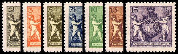 Liechtenstein 1921 Mi.-Nr. 46-52 B - ungestempelt