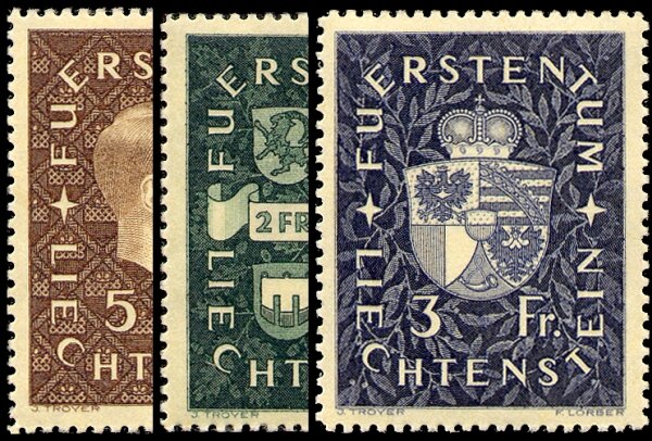 Liechtenstein 1939 Mi.-Nr. 183-185 - ungestempelt