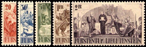 Liechtenstein 1942 Mi.-Nr. 202-206 - ungestempelt