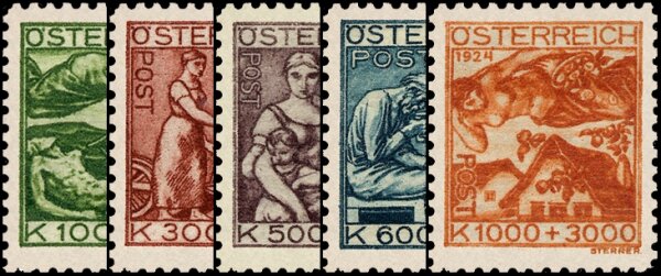 Österreich 1924 Mi.-Nr. 442-446 - postfrisch