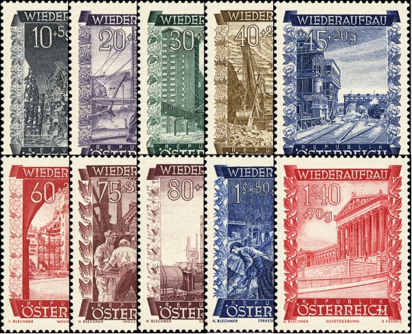 Österreich 1948 Mi.-Nr. 858-867 -  postfrisch