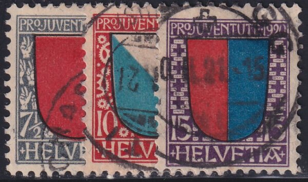 Schweiz 1920 Mi.-Nr. 153-155 - gestempelt