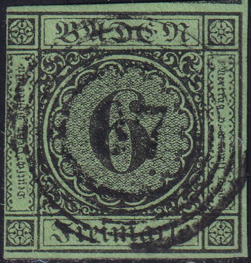 Baden 1851 Mi.-Nr. 3 a - gestempelt