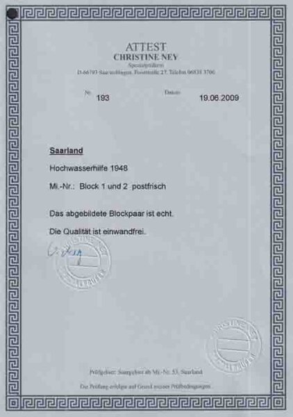 Saarland 1948 Block 1-2 FA - postfrisch