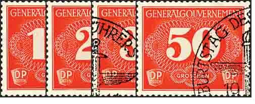 GG-Zustellungsmarken 1940 Mi.-Nr. 1-4 - gestempelt
