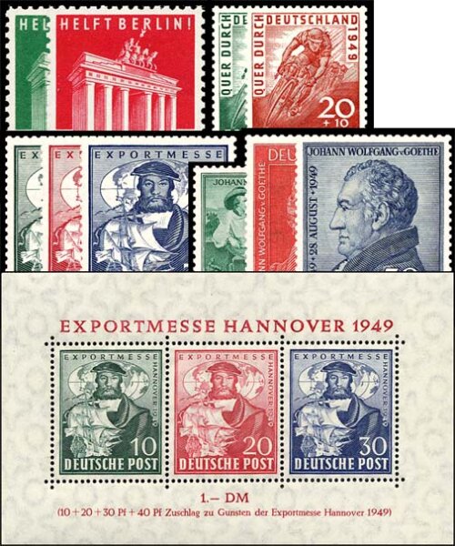 Bizone 1948 Mi.-Nr. 101-110+Bl.1a - postfrisch