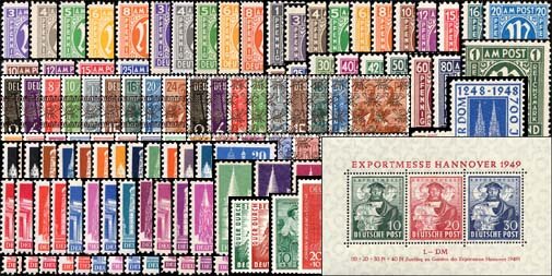 Bizone 1945-1949 Mi.-Nr. 1-110 ohne 52-68 I/II - postfrisch
