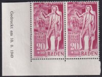 Baden 1949 Mi.-Nr. 51 Br + 51 II - postfrisch...