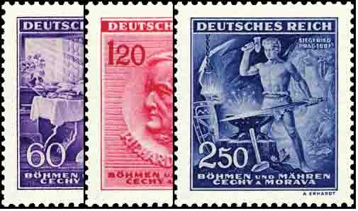 Böhmen u. Mähren 1943 Mi.-Nr. 128-130 - postfrisch