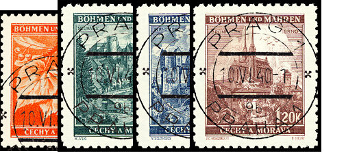 Böhmen u. Mähren 1939 Mi.-Nr. 38-41 - gestempelt
