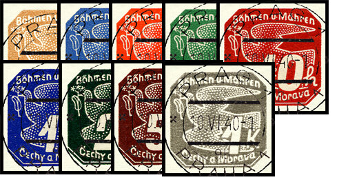 Böhmen u. Mähren 1939 Mi.-Nr. 42-50 - gestempelt