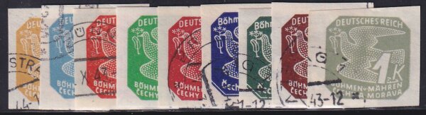 Böhmen u. Mähren 1943 Mi.-Nr. 117-125 - gestempelt